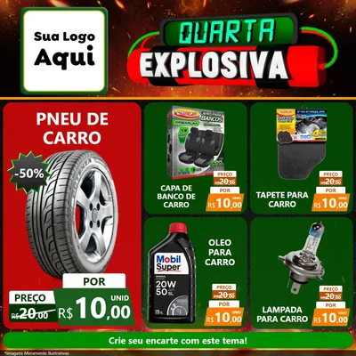 Modelo de Rede Social para Feed Facebook com o tema Quarta Explosiva para Auto peças