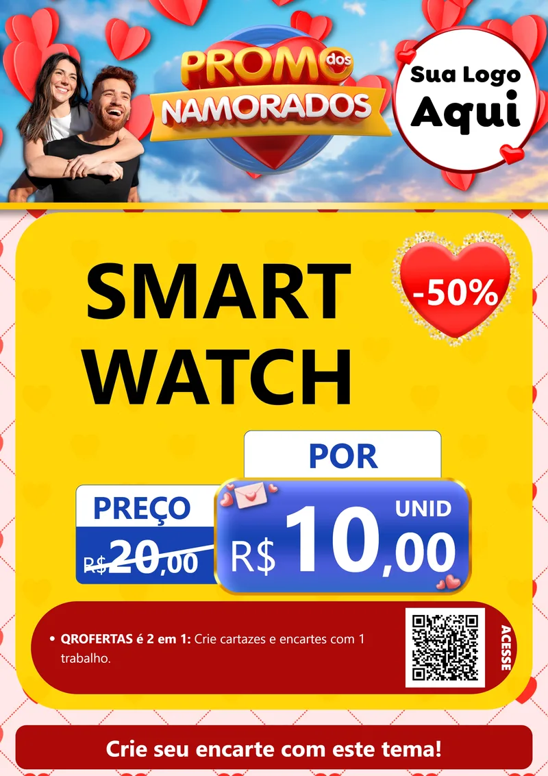Modelo de Cartaz para Cartaz A4 Vertical com o tema Promo dos Namorados para Informática