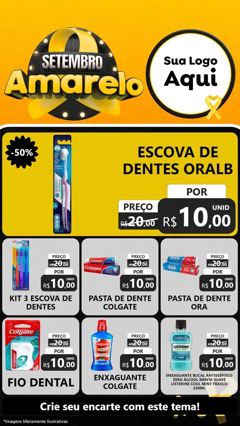 Modelo de Rede Social para Stories com o tema Setembro Amarelo para Higiene Pessoal