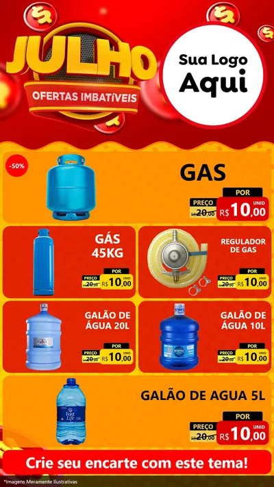 Modelo de TV para TV Vertical com o tema Julho Ofertas Imbatíveis para Água e gás