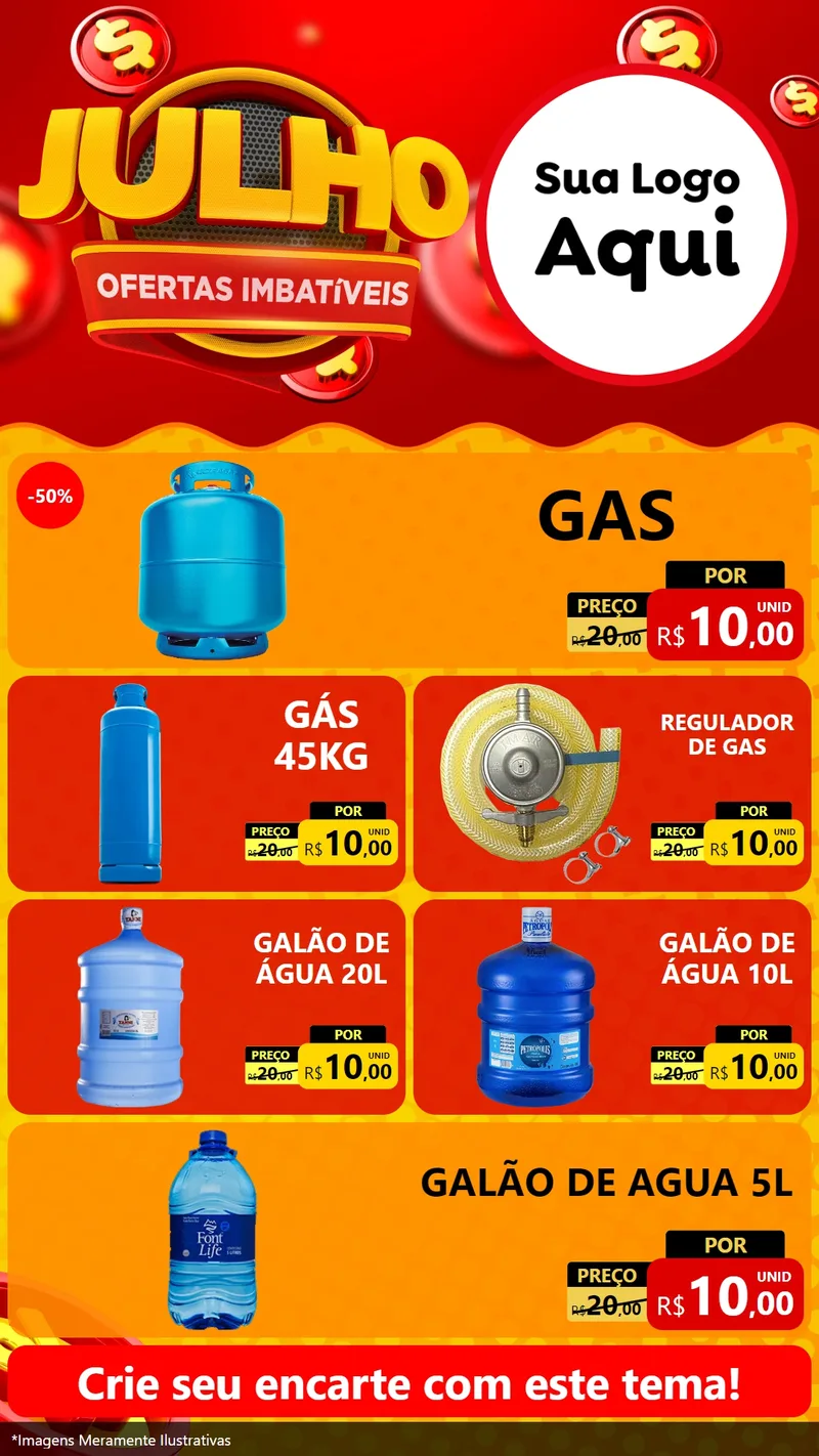 Modelo de TV para TV Vertical com o tema Julho Ofertas Imbatíveis para Água e gás