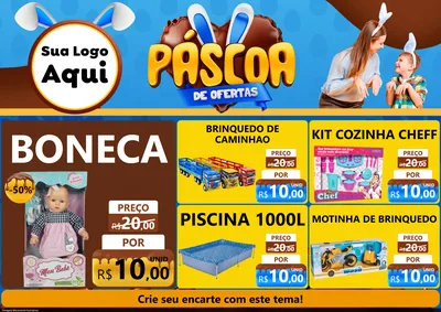 Modelo de Encarte para Encarte A4 Horizontal com o tema Páscoa de Ofertas para Brinquedos