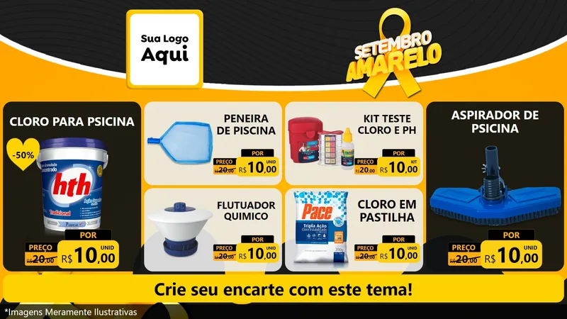 Modelo de TV para TV Horizontal com o tema Setembro Amarelo para Produtos para Piscina