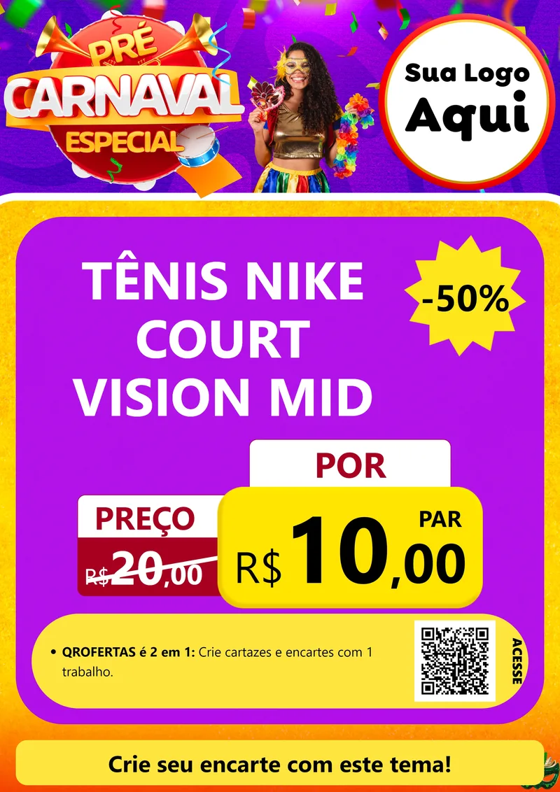 Modelo de Cartaz para Cartaz A4 Vertical com o tema Pré-Carnaval Especial para Calçados