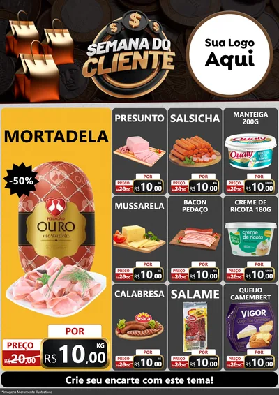 Modelo de Encarte para Encarte A4 Vertical com o tema Semana do Cliente para Frios e Laticínios