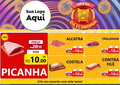 Modelo de Encarte para Encarte A4 Horizontal com o tema Sexta da Economia para Açougue