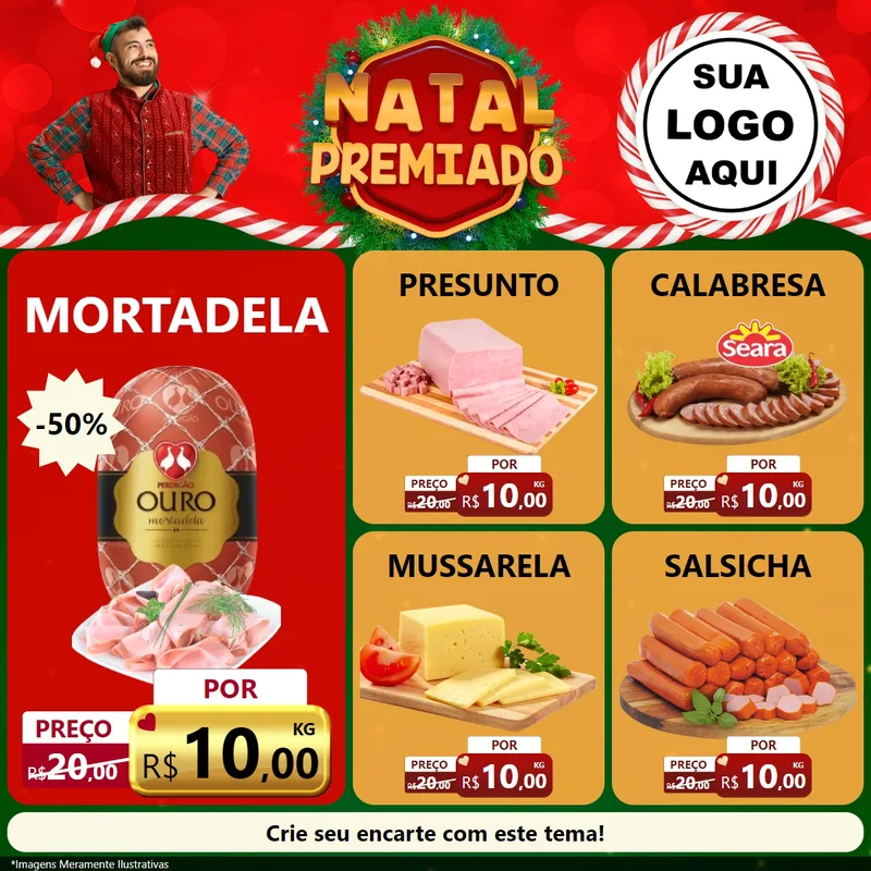 Modelo de Rede Social para Feed Facebook com o tema Natal Premiado para Frios e Laticínios