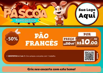 Modelo de Cartaz para Cartaz A4 Horizontal com o tema Páscoa Fantástica para Padaria