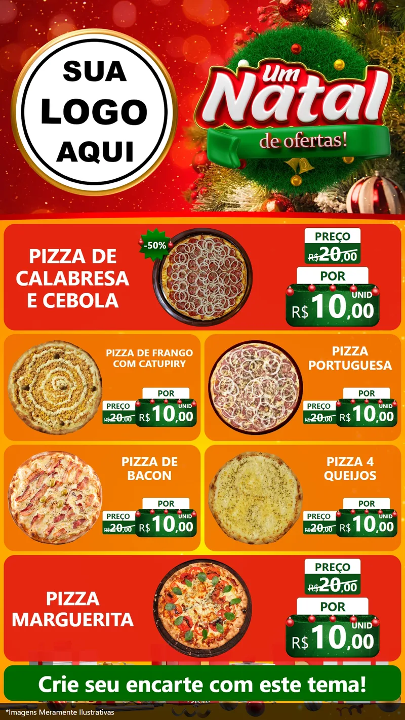 Modelo de TV para TV Vertical com o tema Um Natal de Ofertas para Pizzaria