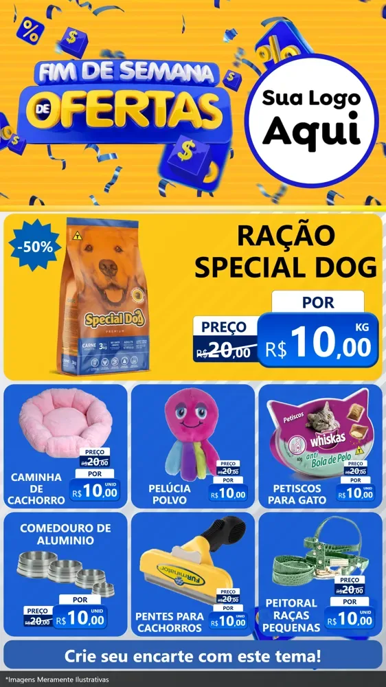 Modelo de Rede Social para Stories com o tema Fim de Semana de Ofertas para Pet Shop