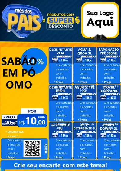 Modelo de Cartaz para Cartaz A4 Vertical com o tema Mês dos Pais para Produtos de Limpeza