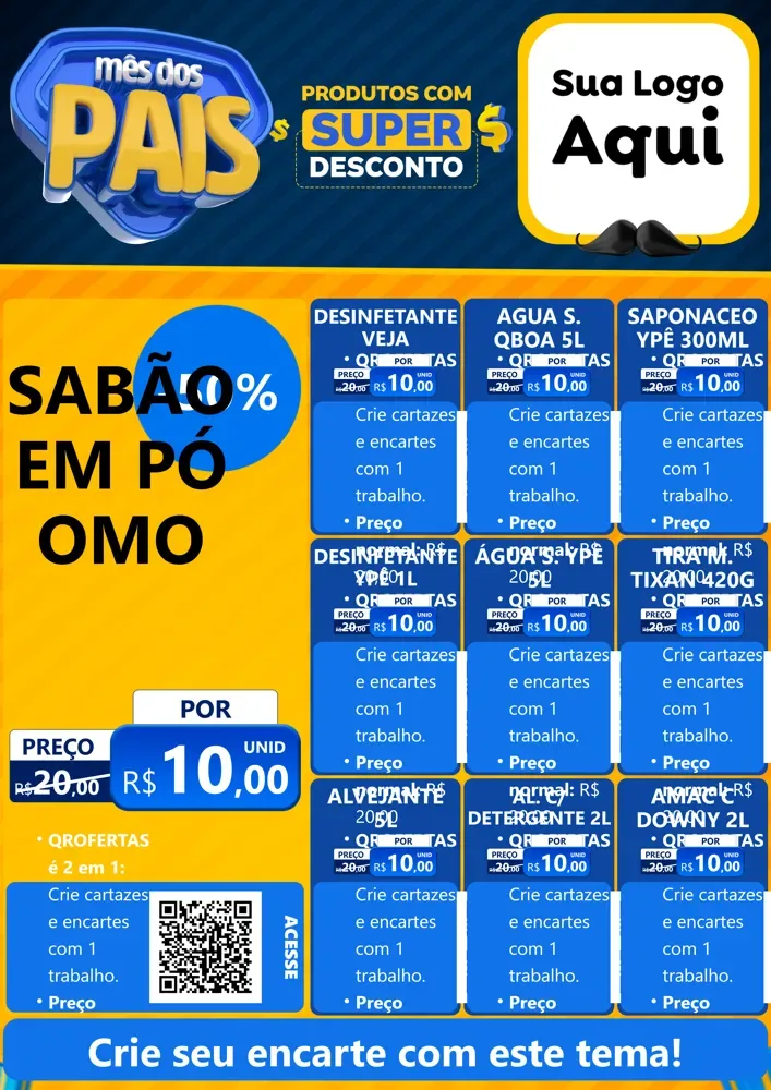 Modelo de Cartaz para Cartaz A4 Vertical com o tema Mês dos Pais para Produtos de Limpeza