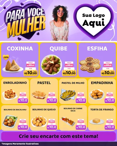 Modelo de Rede Social para Feed Instagram com o tema Para Você, Mulher para Salgadaria