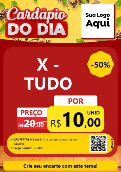 Modelo de Cartaz para Cartaz A4 Vertical com o tema Cardápio do Dia para Hamburgueria