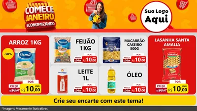 Modelo de TV para TV Horizontal com o tema Comece Janeiro Economizando para Supermercado