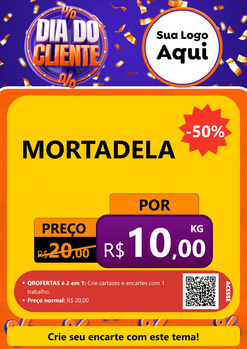 Modelo de Cartaz para Cartaz A4 Vertical com o tema Dia do Cliente para Frios e Laticínios