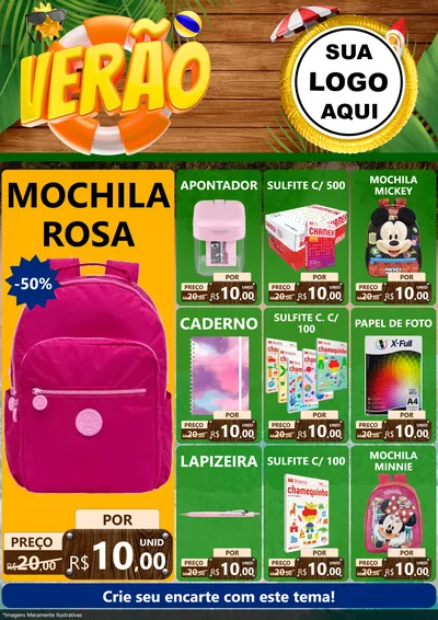Modelo de Encarte para Encarte A4 Vertical com o tema Verão para Papelaria