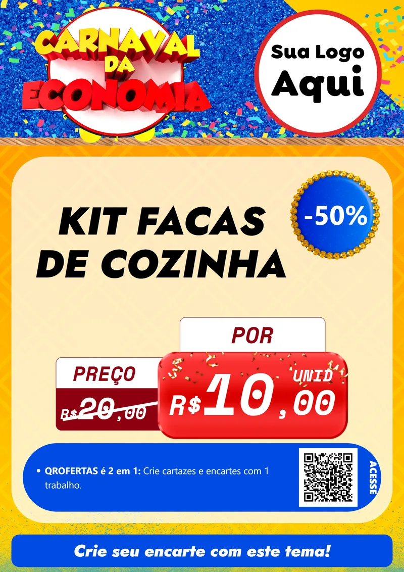 Modelo de Cartaz para Cartaz A4 Vertical com o tema Carnaval da Economia para Utilidades Domésticas