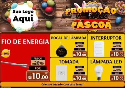 Modelo de Encarte para Encarte A4 Horizontal com o tema Promoção Páscoa para Materiais Elétricos