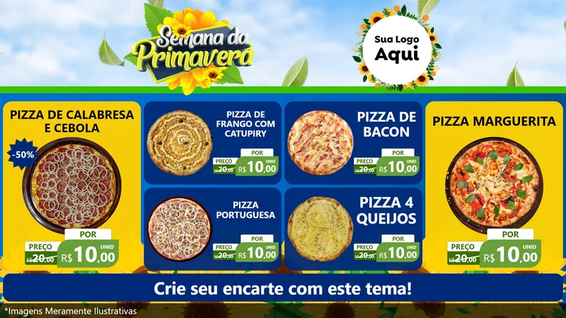 Modelo de TV para TV Horizontal com o tema Semana da Primavera para Pizzaria