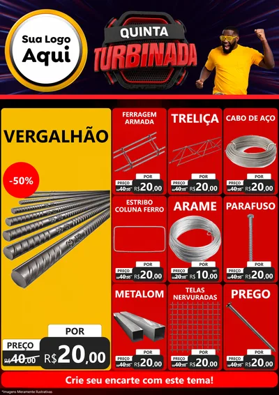 Modelo de Encarte para Encarte A4 Vertical com o tema Quinta Turbinada para Ferragens