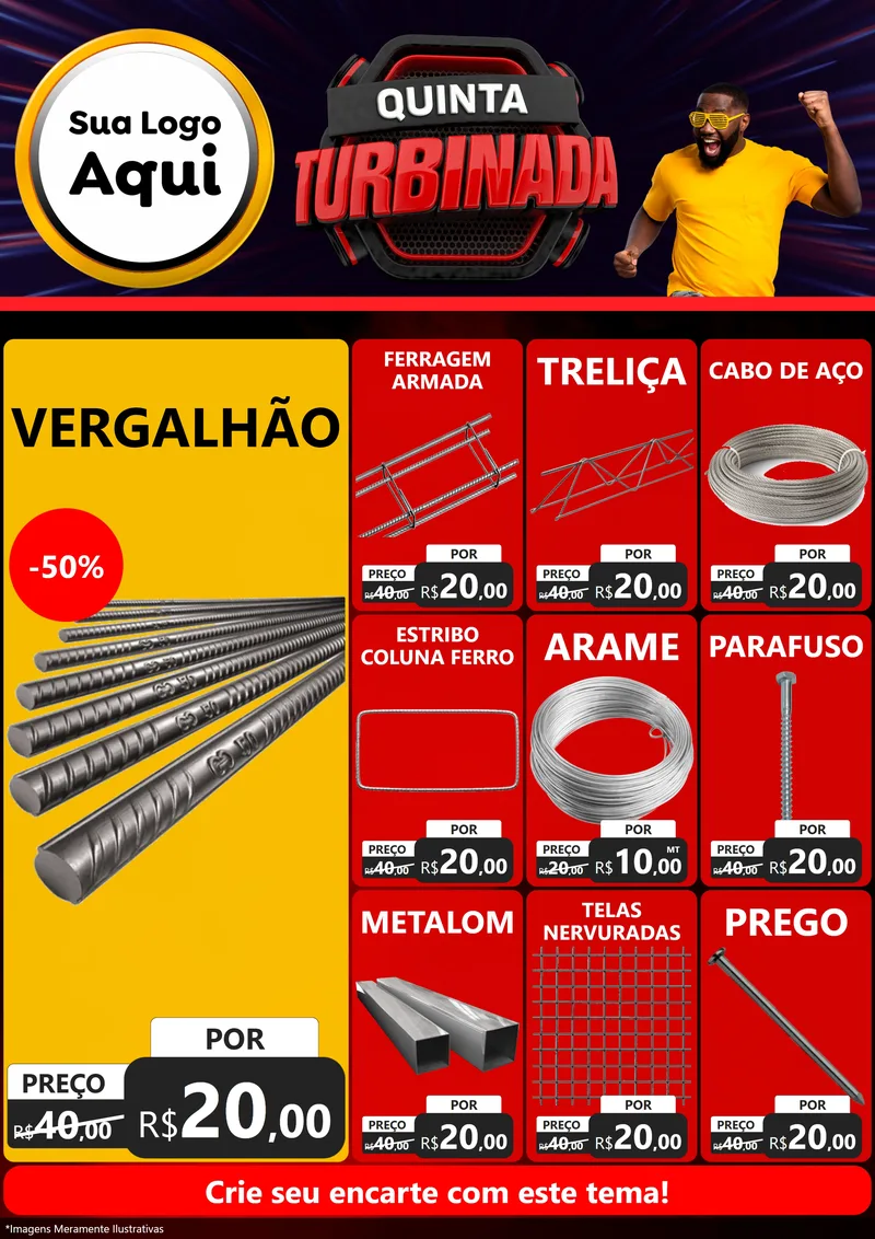Modelo de Encarte para Encarte A4 Vertical com o tema Quinta Turbinada para Ferragens