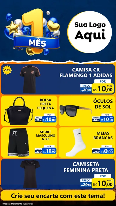 Modelo de TV para TV Vertical com o tema Um Mês de Aniversário para Roupas e acessórios
