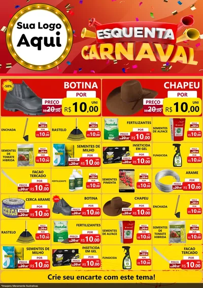 Modelo de Encarte para Encarte A4 Vertical com o tema Esquenta Carnaval para Agropecuária