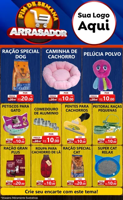 Modelo de Encarte para Encarte Grande com o tema Fim De Semana Arrasador para Pet Shop