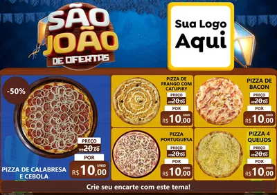 Modelo de Encarte para Encarte A4 Horizontal com o tema São João Ofertas Imbatíveis! - Junina para Pizzaria
