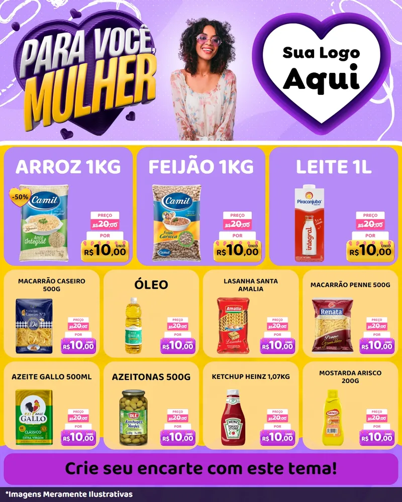 Modelo de Rede Social para Feed Instagram com o tema Para Você, Mulher para Supermercado