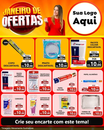 Modelo de Rede Social para Feed Instagram com o tema Janeiro de Ofertas para Embalagens