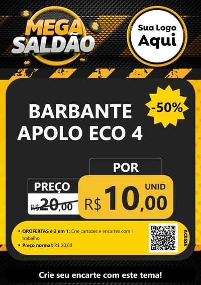 Modelo de Cartaz para Cartaz A4 Vertical com o tema Mega Saldão para Armarinho e Aviamentos