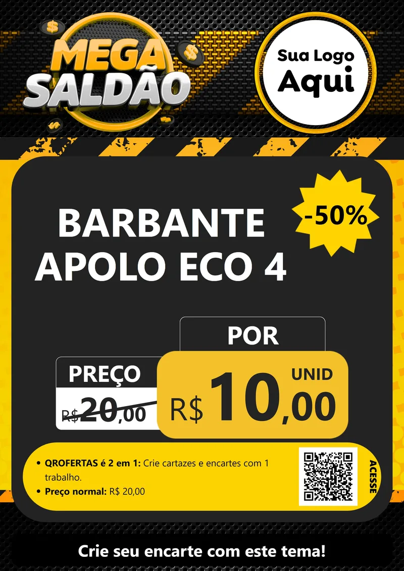 Modelo de Cartaz para Cartaz A4 Vertical com o tema Mega Saldão para Armarinho e Aviamentos