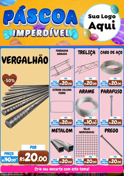 Modelo de Encarte para Encarte A4 Vertical com o tema Páscoa Imperdível para Ferragens
