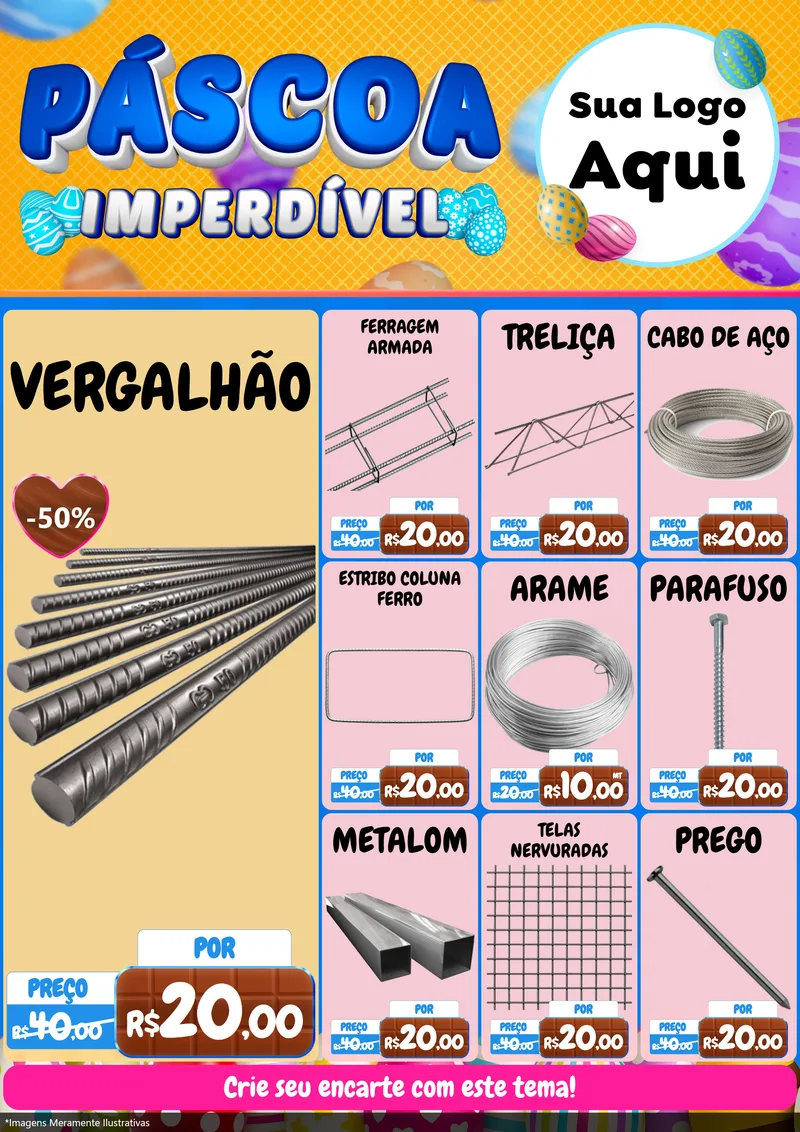 Modelo de Encarte para Encarte A4 Vertical com o tema Páscoa Imperdível para Ferragens