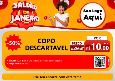 Modelo de Cartaz para Cartaz A4 Horizontal com o tema Saldão de Janeiro para Embalagens