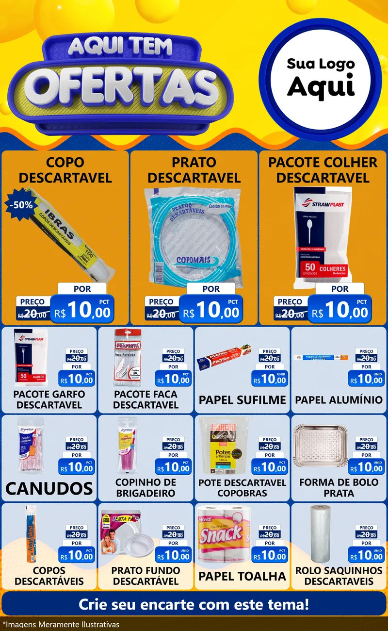 Modelo de Encarte para Encarte Grande com o tema Aqui Tem Ofertas para Embalagens