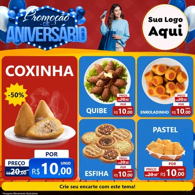 Modelo de Rede Social para Feed Facebook com o tema Promoção de Aniversário para Salgadaria