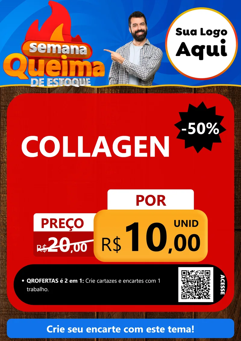 Modelo de Cartaz para Cartaz A4 Vertical com o tema Semana Queima de Estoque para Suplementos alimentares
