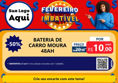 Modelo de Cartaz para Cartaz A4 Horizontal com o tema Fevereiro Imbatível para Baterias Elétricas