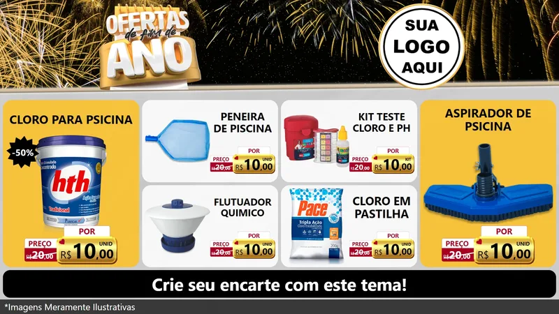 Modelo de TV para TV Horizontal com o tema Ofertas de Fim de Ano para Produtos para Piscina