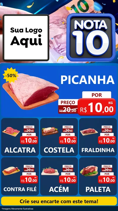 Modelo de Rede Social para Stories com o tema Nota 10 para Açougue