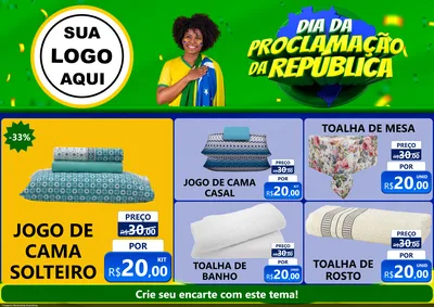 Modelo de Encarte para Encarte A4 Horizontal com o tema Dia Da Proclamação Da República para Cama, Mesa e Banho