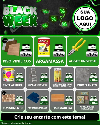 Modelo de Rede Social para Feed Instagram com o tema Black Week para Material para Construção