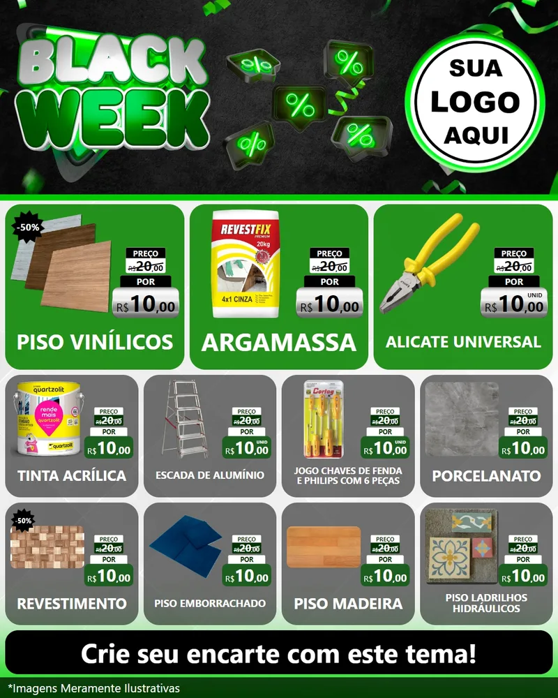 Modelo de Rede Social para Feed Instagram com o tema Black Week para Material para Construção