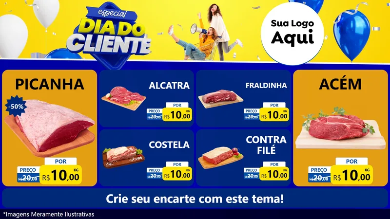 Modelo de TV para TV Horizontal com o tema Especial Dia do Cliente para Açougue