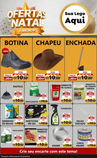 Modelo de Encarte para Encarte Grande com o tema Ofertas De Natal E Ano Novo para Agropecuária