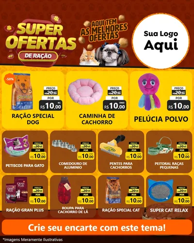 Modelo de Rede Social para Feed Instagram com o tema Super Oferta de Ração para Pet Shop