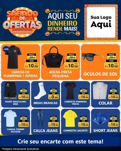 Modelo de Rede Social para Feed Instagram com o tema Sábado de Ofertas Imperdíveis para Roupas e acessórios